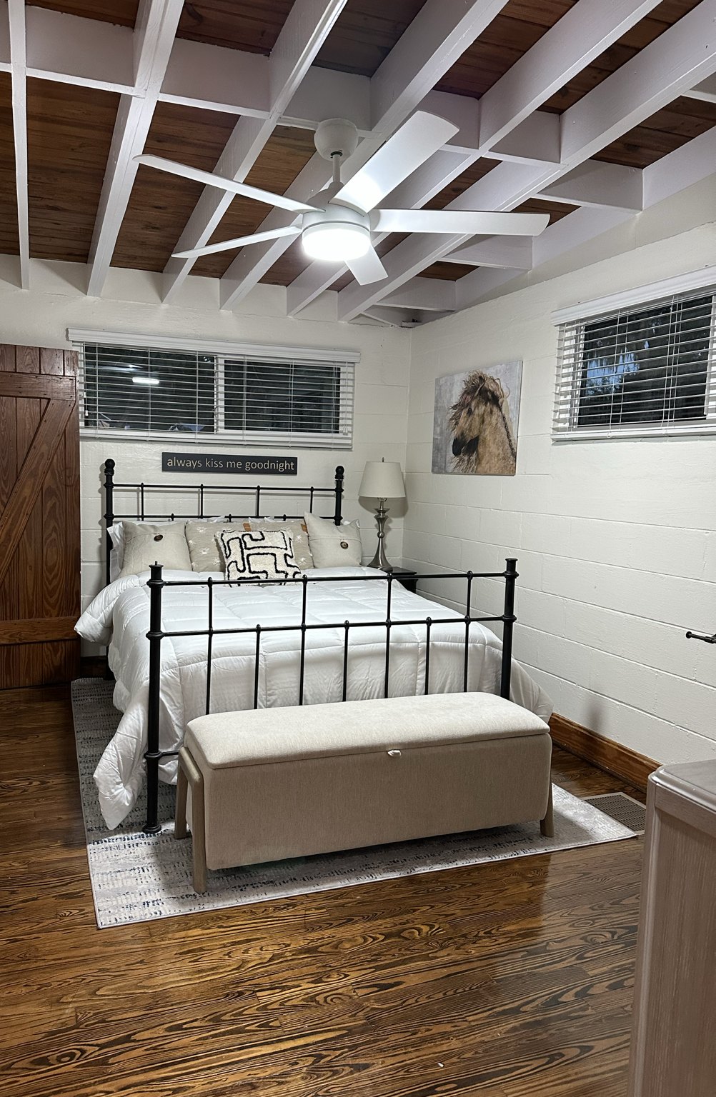 The second bedroom, with a queen bed